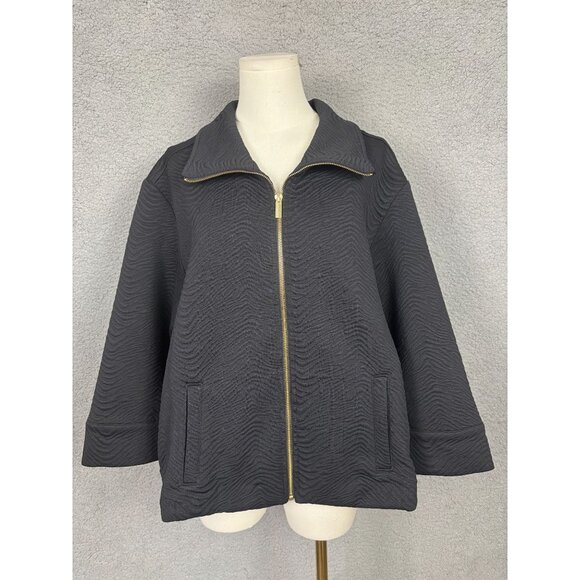 JM Collection Women's Textured Long Sleeve Jacket With Gold Zipper Large NWOT's. - Picture 2 of 8